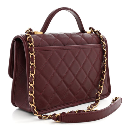 Chanel Caviar Quilted School Memory Top Handle Flap Burgundy 3 of 10