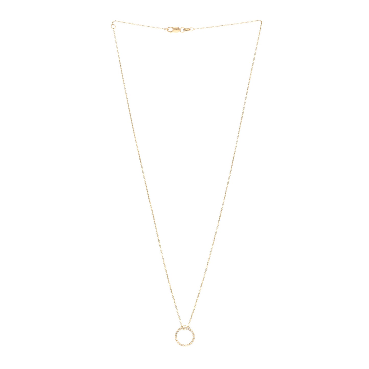 18K Yellow Gold Diamond Tiny Treasures .09ctw Circle Pendant Necklace