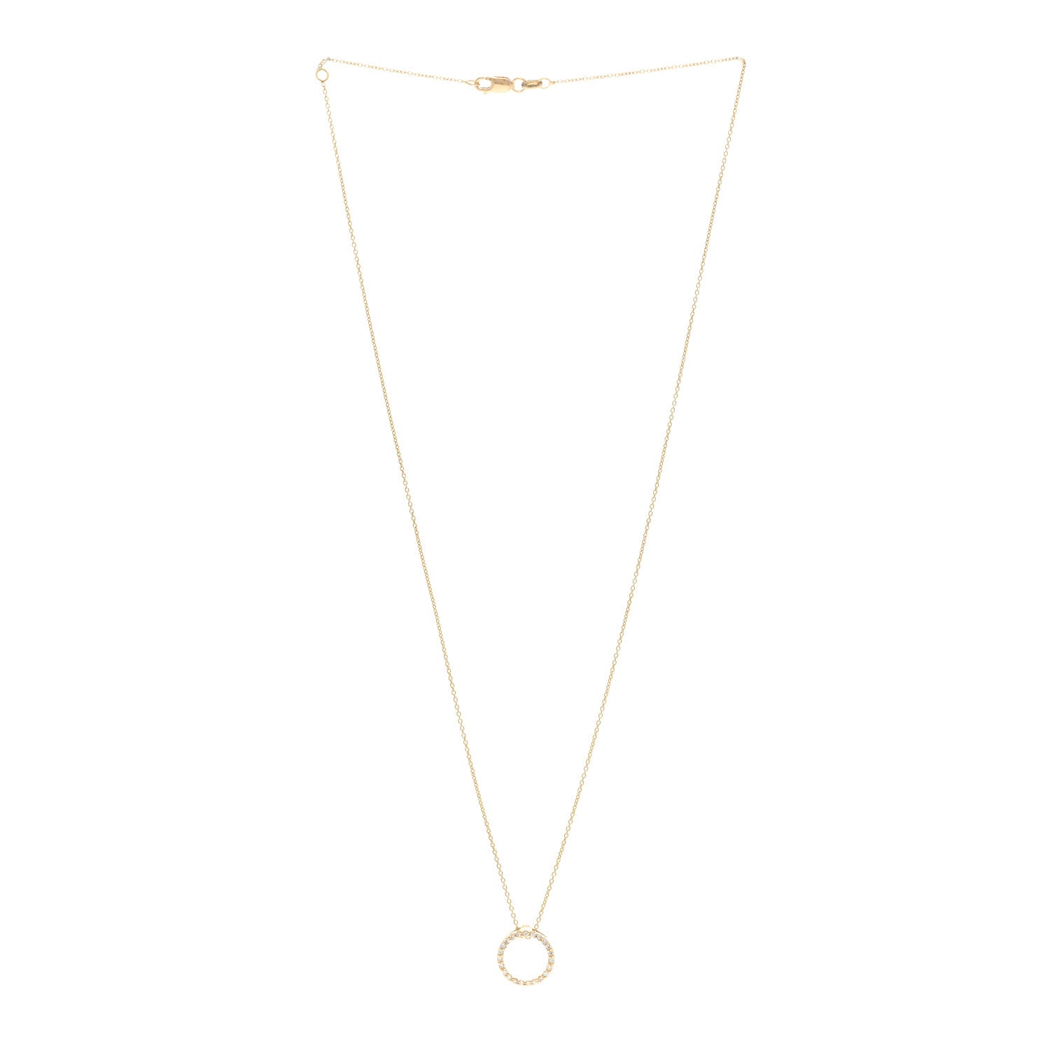 Roberto Coin 18K Yellow Gold Diamond Tiny Treasures .09ctw Circle Pendant Necklace 3 of 5