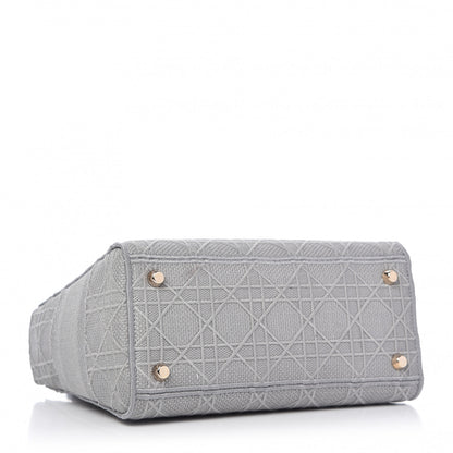 Christian Dior Canvas Embroidered Cannage Medium Lady D-Lite Gray 4 of 8