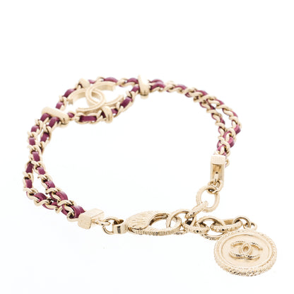 Chanel Metal Lambskin CC Chain Link Bracelet Burgundy 3 of 5