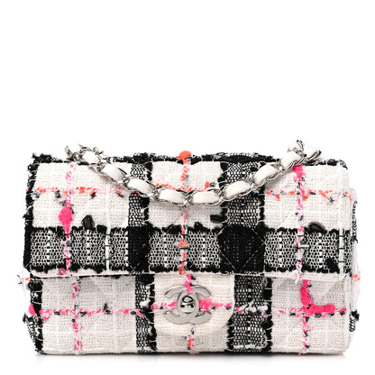 Chanel Tweed Quilted Mini Rectangular Flap Black White Pink 1 of 9