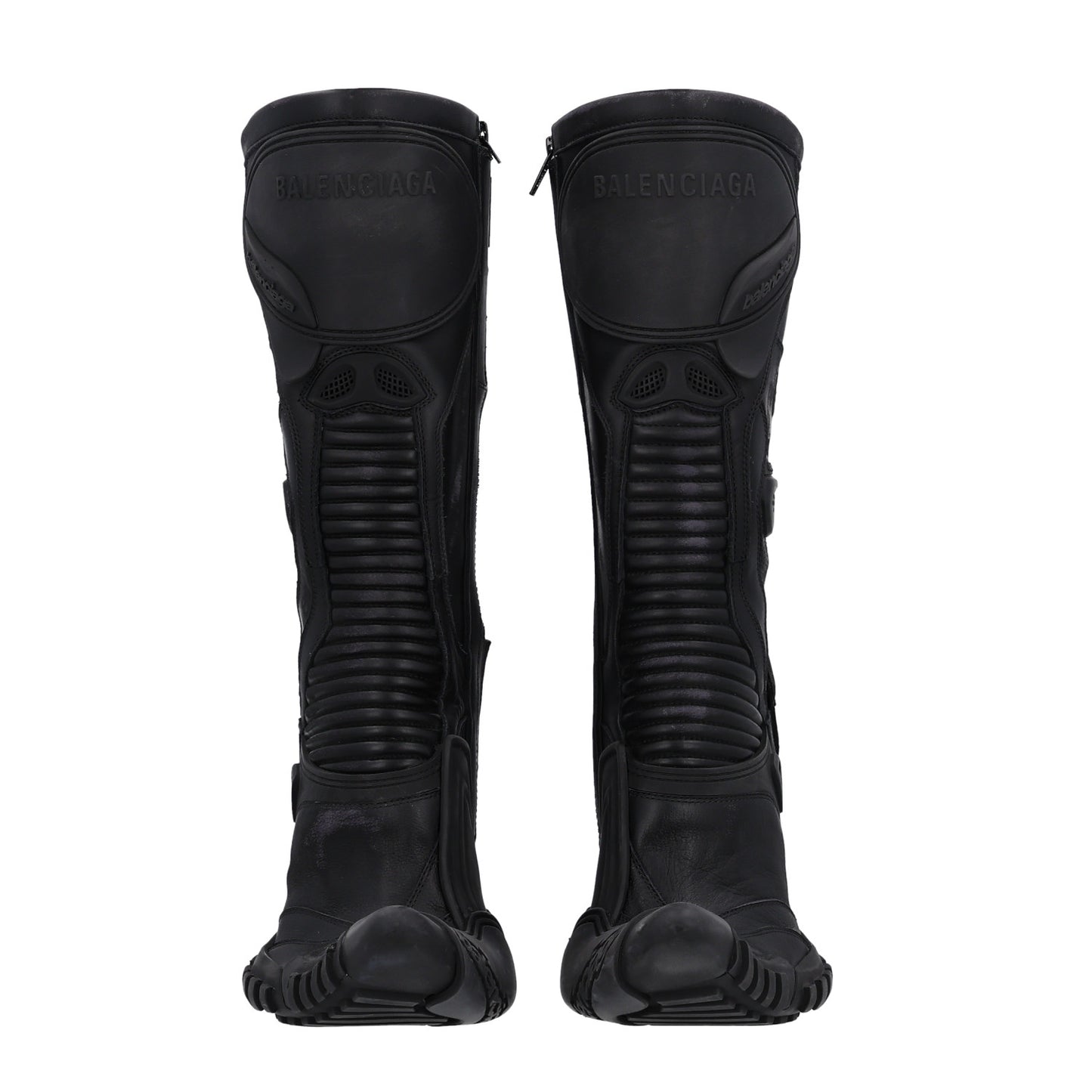 Calfskin Distressed Biker Boots 39 Black