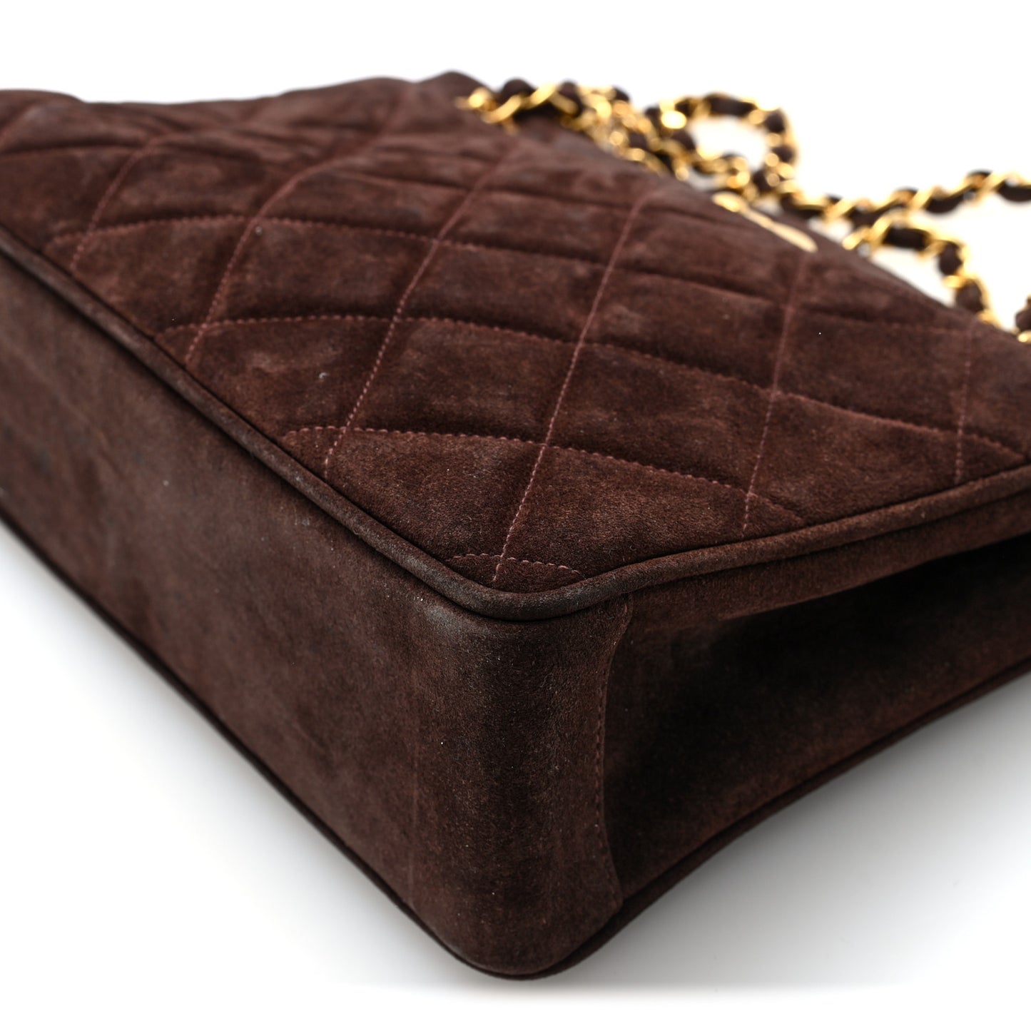 Suede Quilted Small CC Shopping Tote Brown