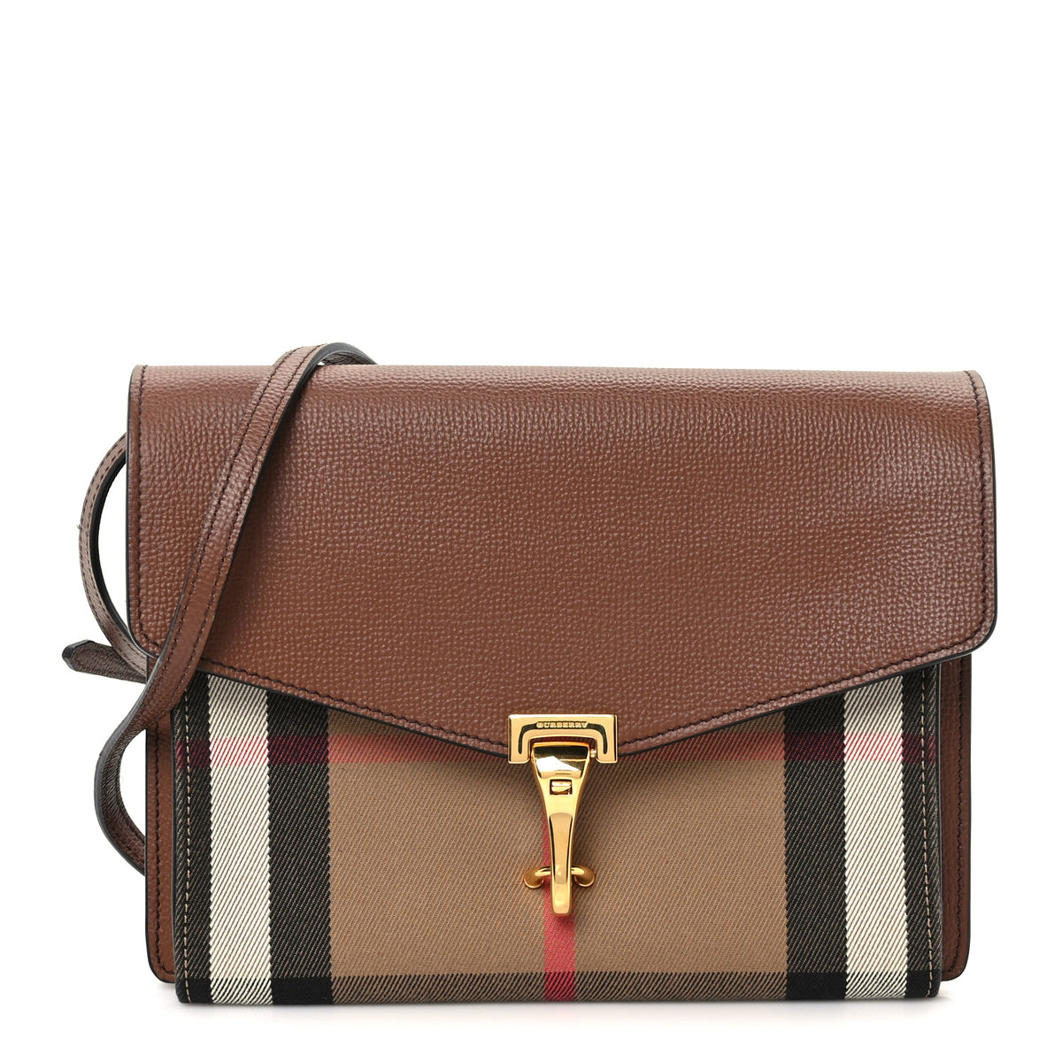 Derby Calfskin House Check Small Macken Crossbody Bag Tan