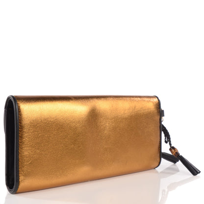Gucci Leather Bamboo Night Chain Clutch Gold 3 of 8