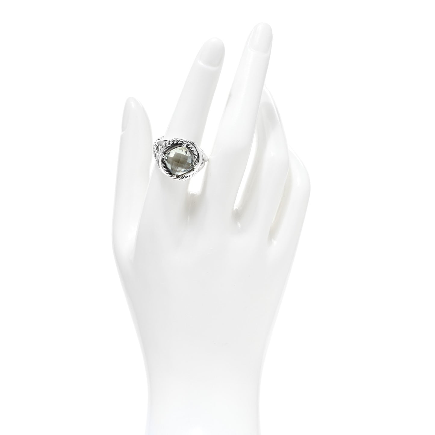 Sterling Silver Prasiolite 11mm Infinity Ring 56 7.75