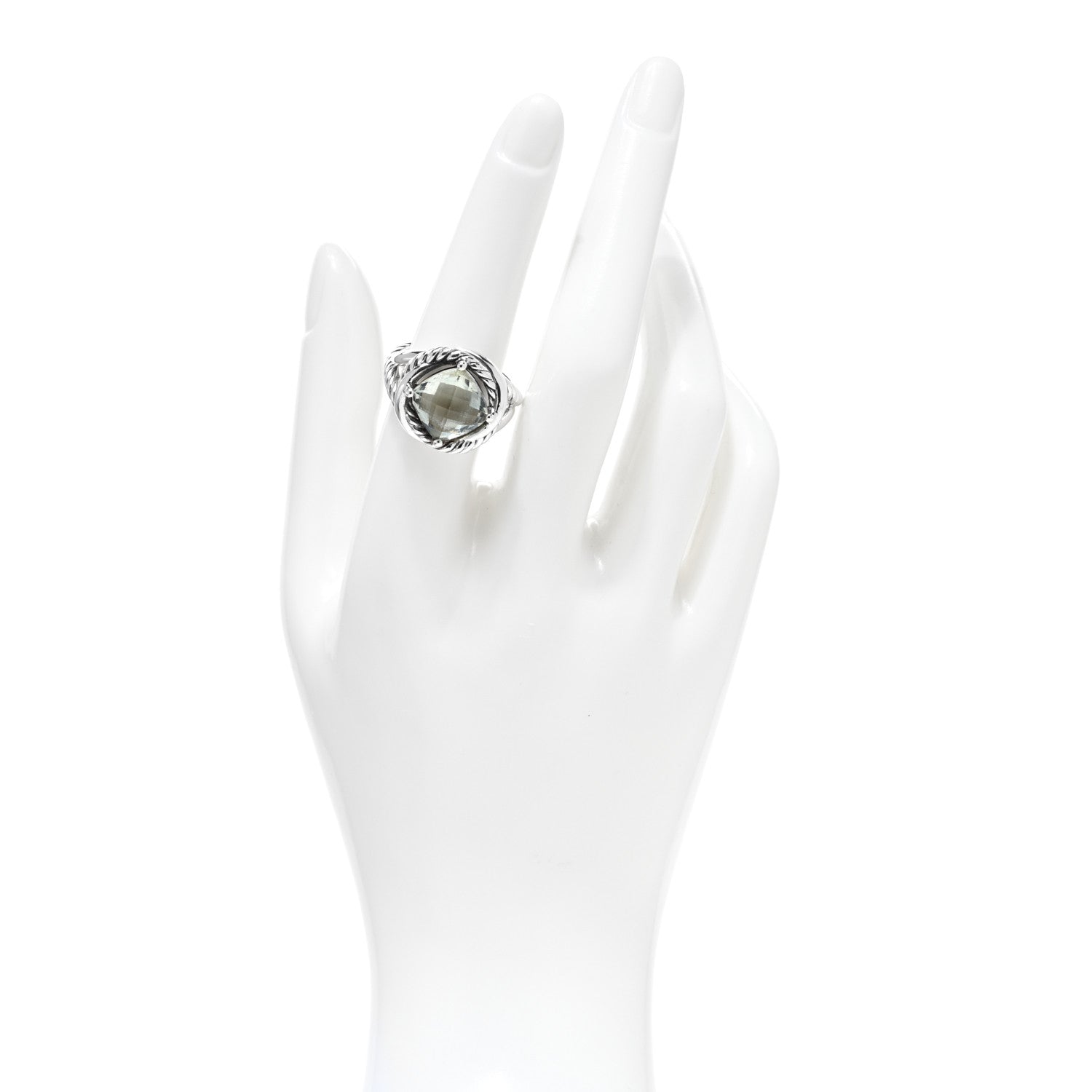 David Yurman Sterling Silver Prasiolite 11mm Infinity Ring 56 7.75 2 of 4