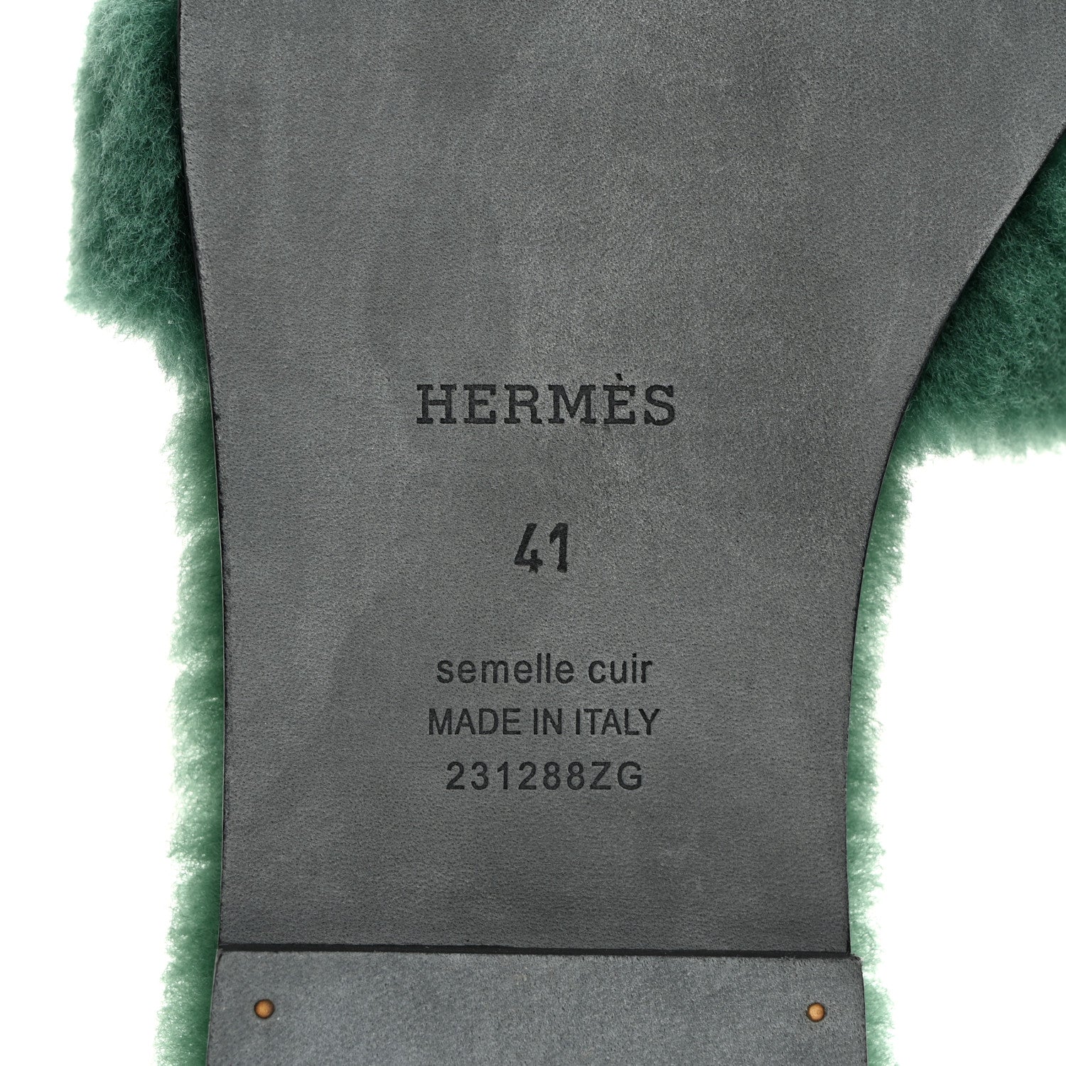 Hermes Woolskin Oran Sandals 41 Vert Anglais 7 of 8