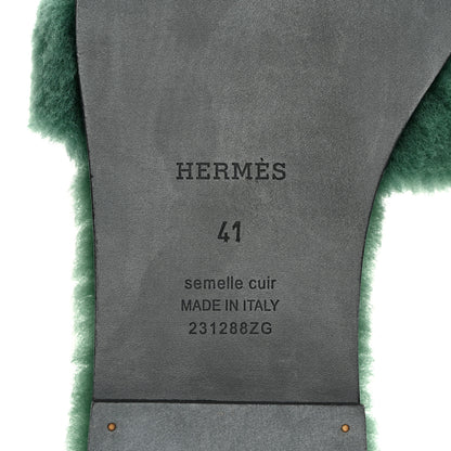 Hermes Woolskin Oran Sandals 41 Vert Anglais 7 of 8