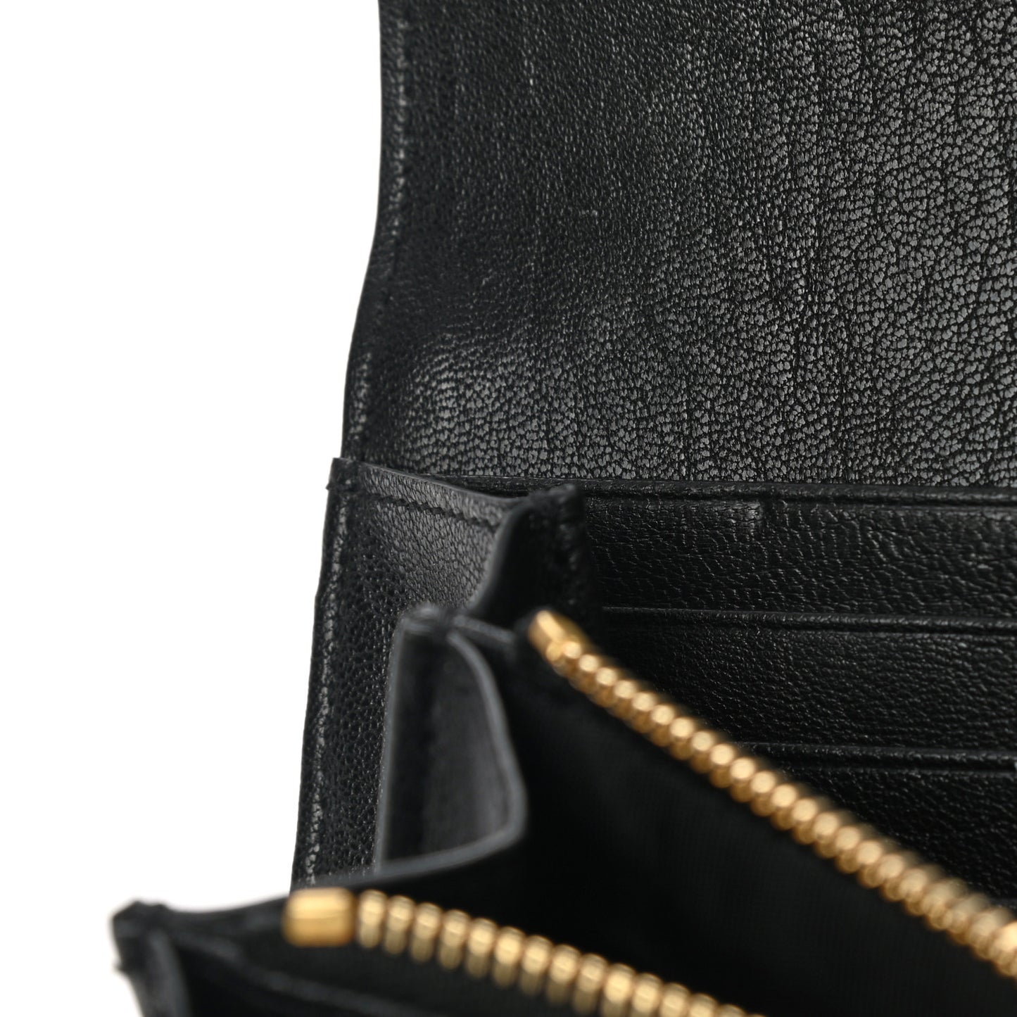 Grain De Poudre Matelasse Chevron Monogram Flap Wallet Black