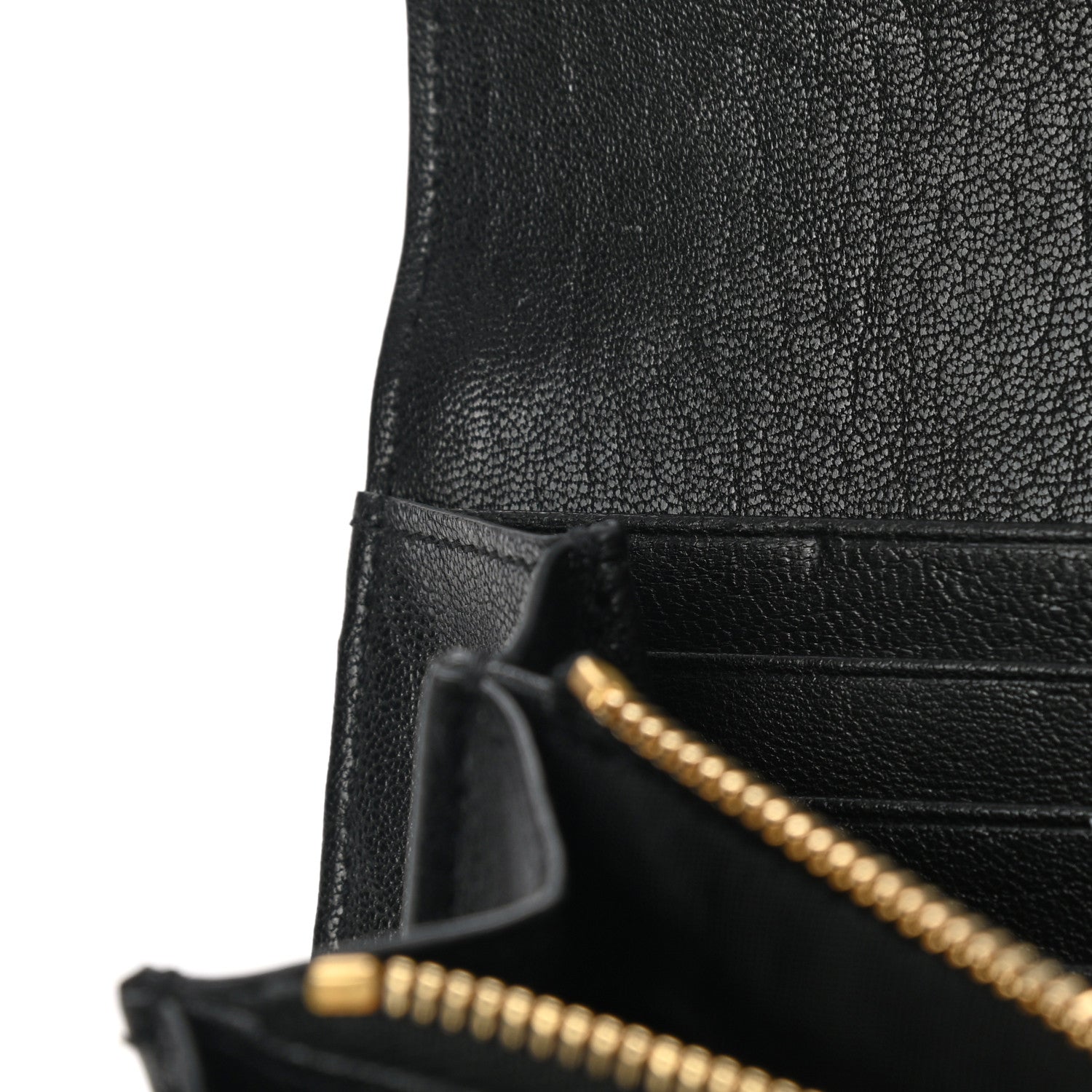 Saint Laurent Grain De Poudre Matelasse Chevron Monogram Flap Wallet Black 10 of 10