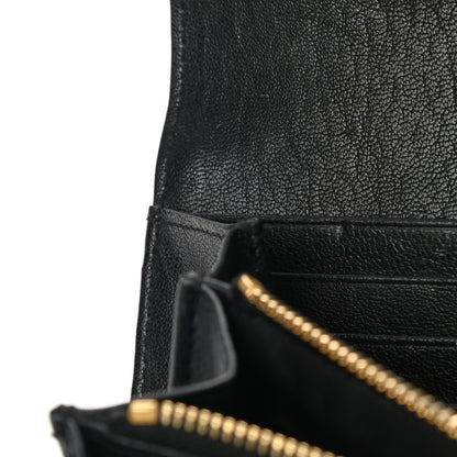 Saint Laurent Grain De Poudre Matelasse Chevron Monogram Flap Wallet Black 10 of 10