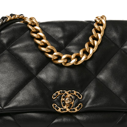 Chanel Lambskin Quilted Maxi Chanel 19 Flap Black 8 of 10