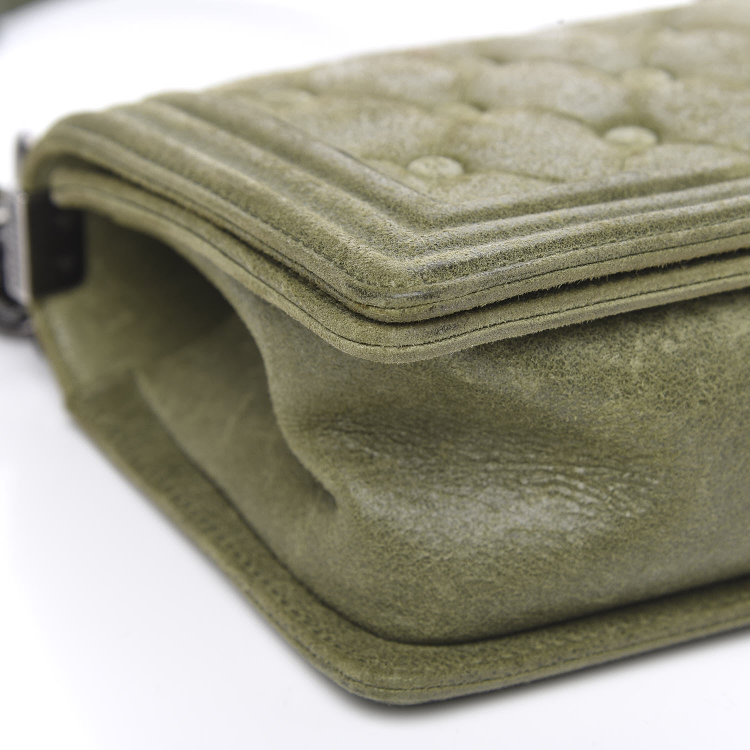 Chanel Goatskin Chesterfield Quilted Medium Celtic Boy Flap Green 8 of 15