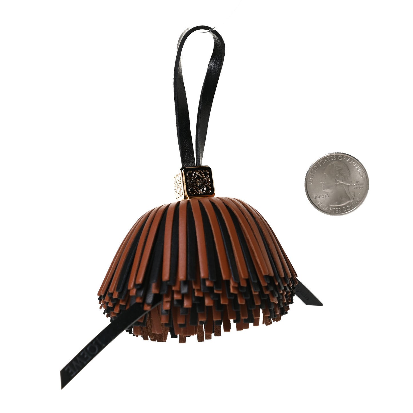 Calfskin Tassel Bag Charm Dark Tan