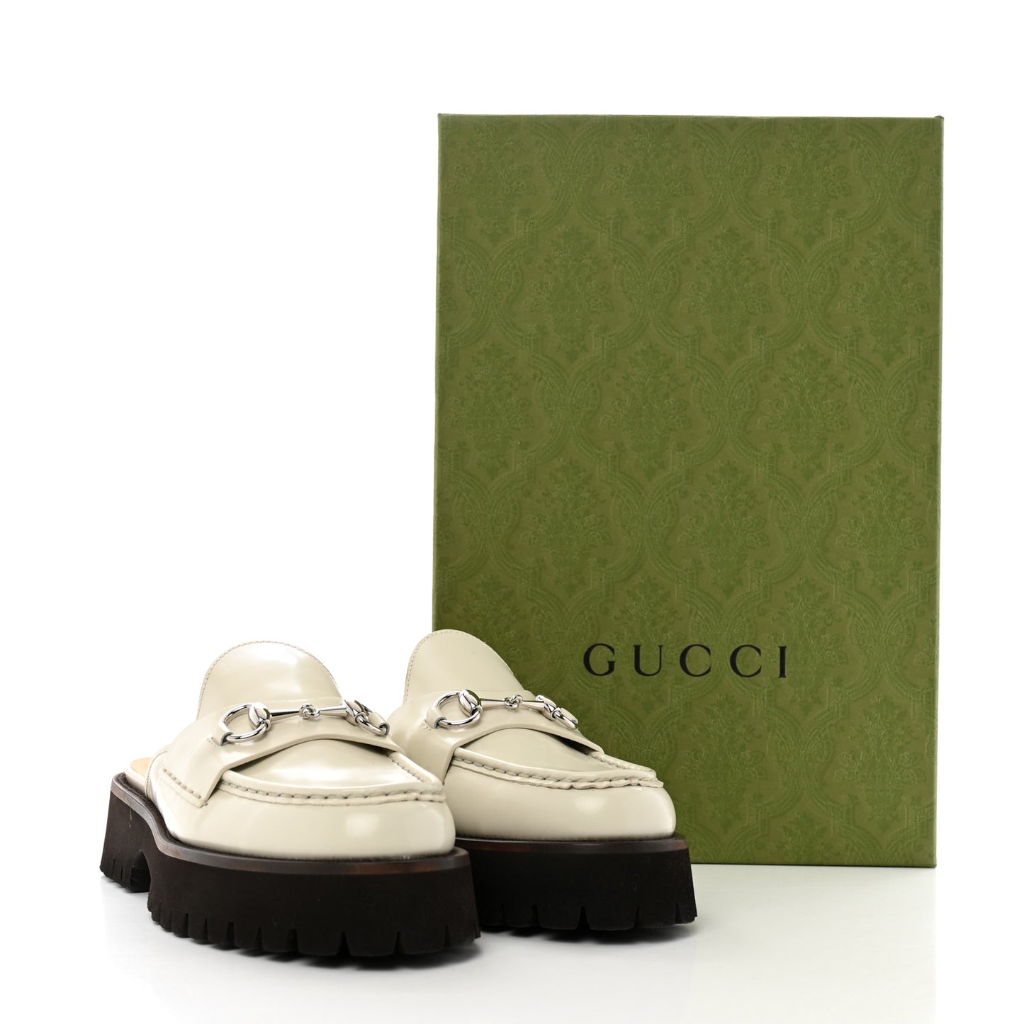 Cordovan Lux Horsebit Platform Mules 39 Mystic White