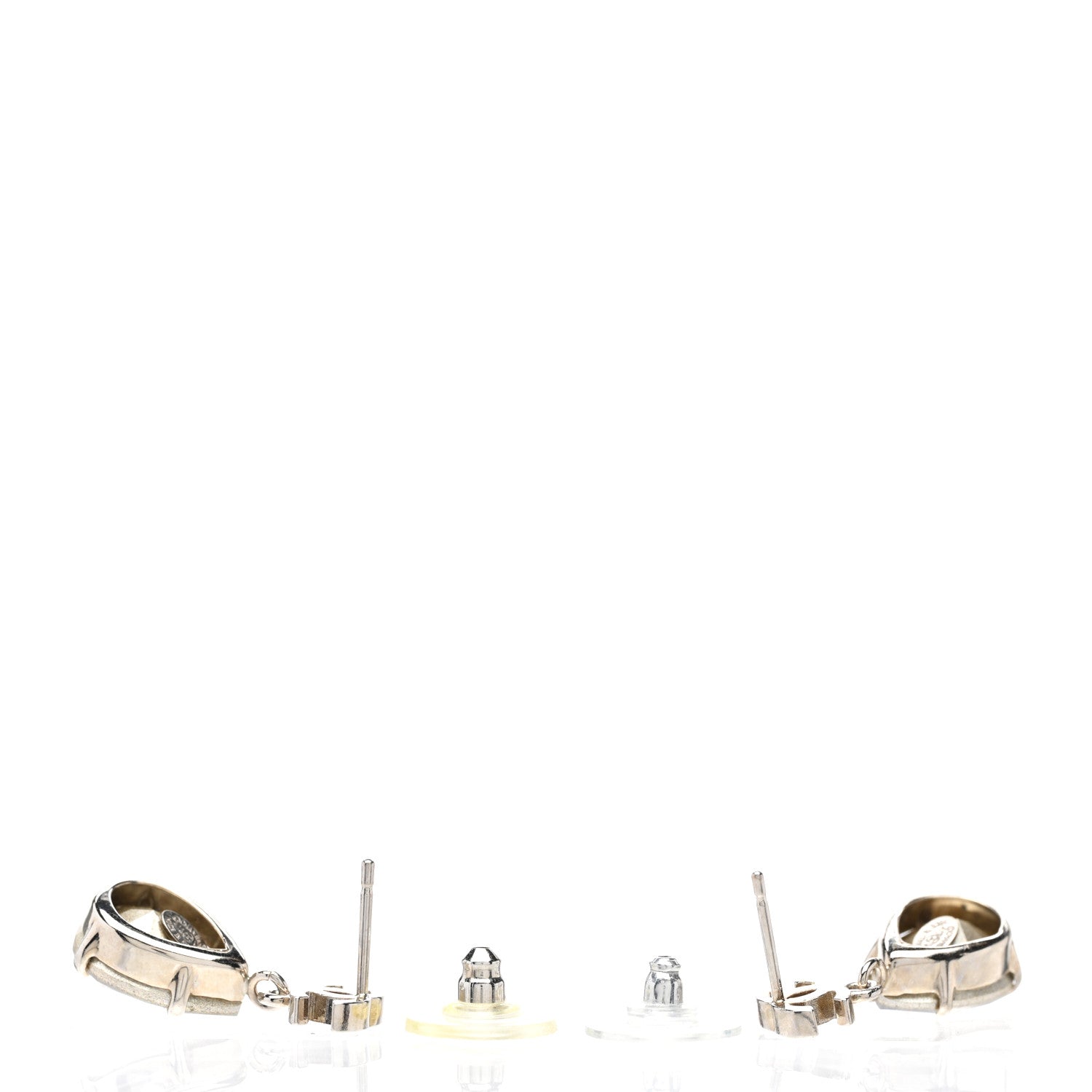 Chanel Crystal CC Pear Drop Earrings Gold 3 of 4
