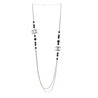 Chanel Bead Crystal Multi Strand CC Necklace Gold Black 3 of 6