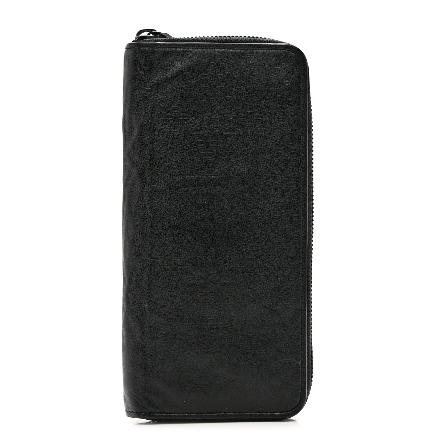 Calfskin Monogram Shadow Vertical Zippy Wallet Black