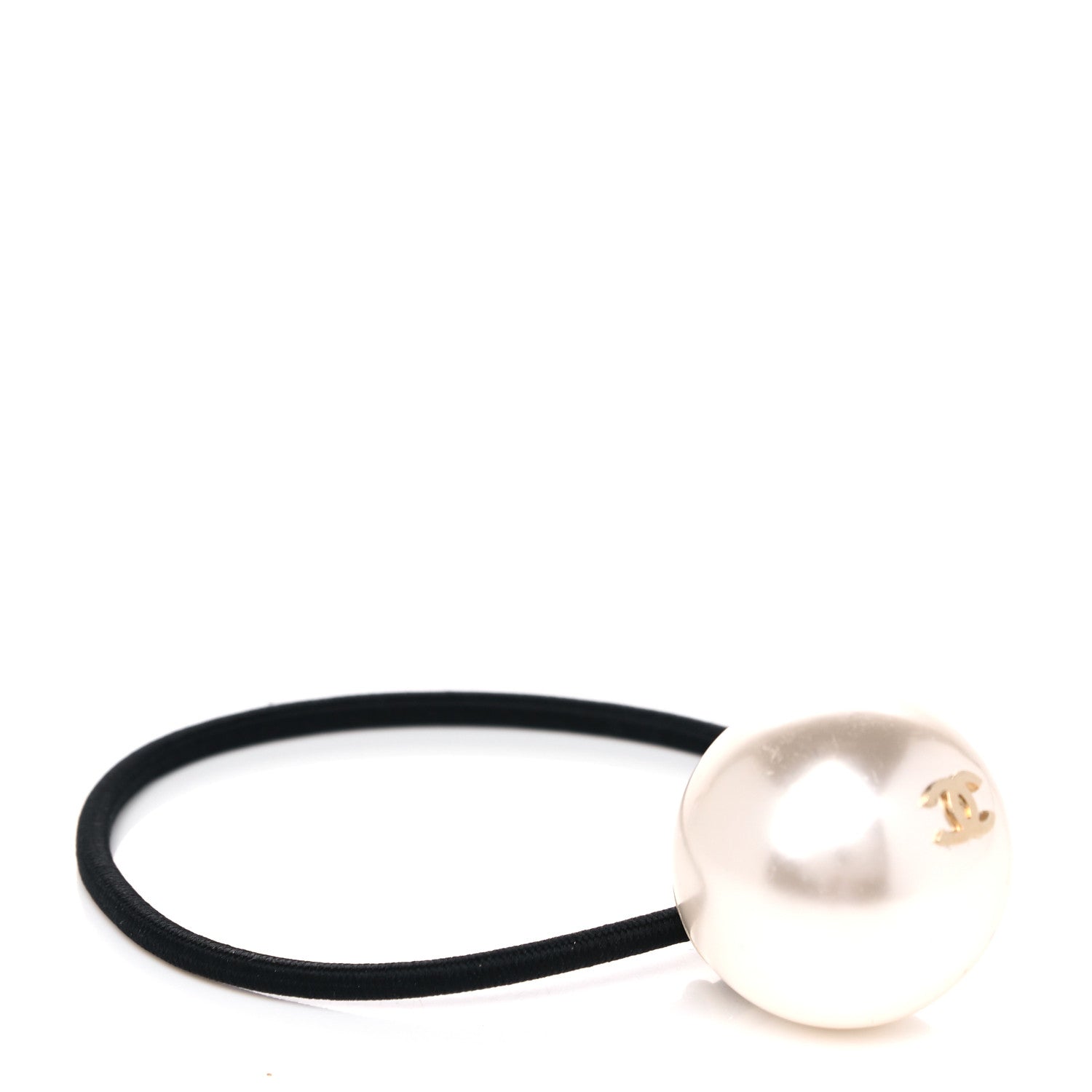 Chanel Pearl CC Hair Tie Black White 5 of 6