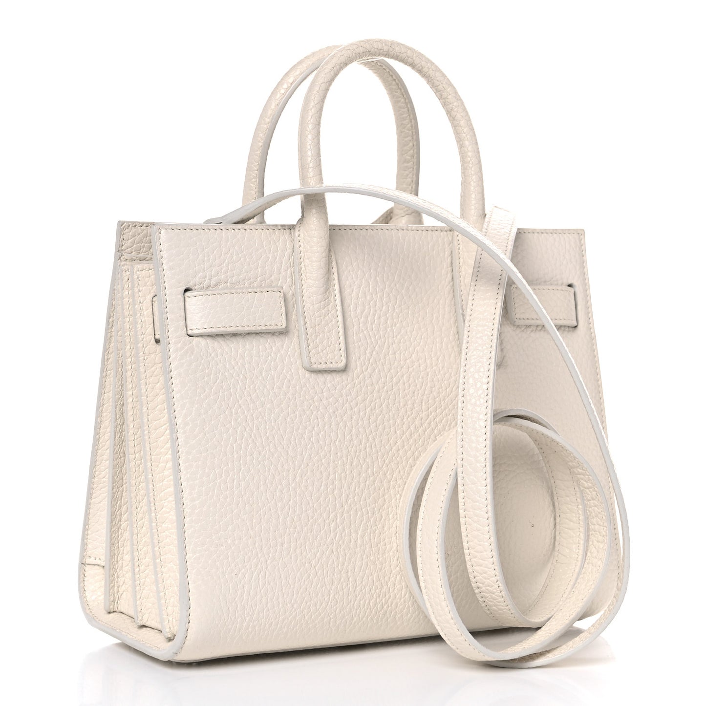 Grained Calfskin Nano Sac de Jour Dove White
