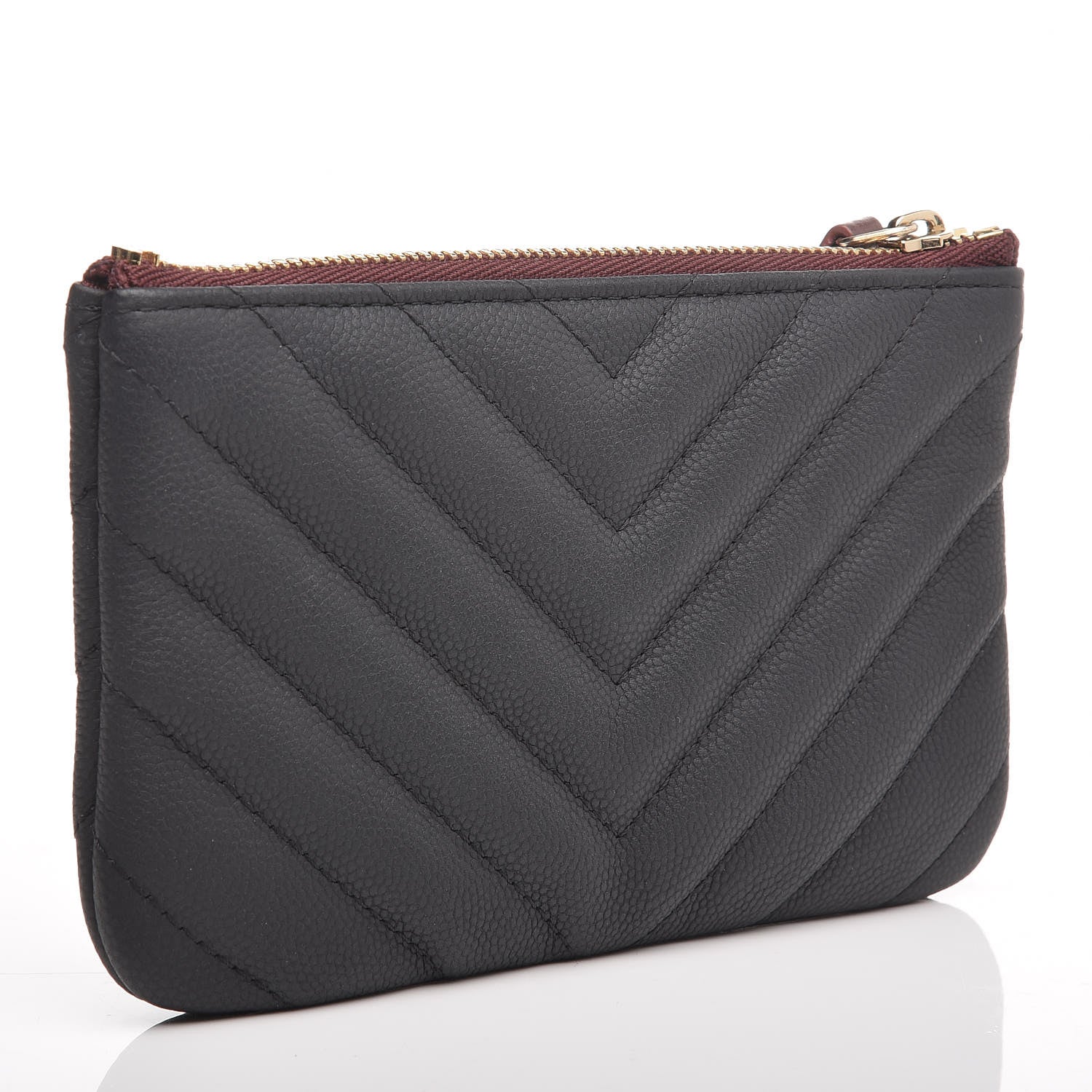 Chanel Caviar Chevron Quilted Small Cosmetic Case Black 3 of 10