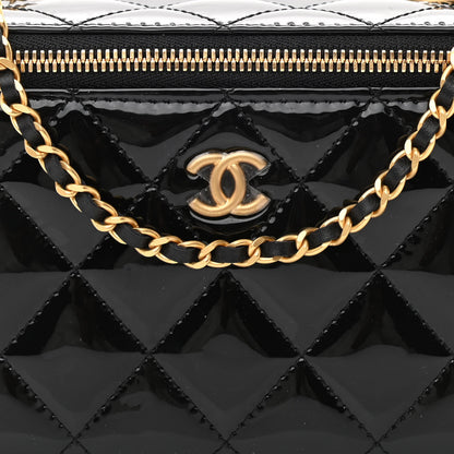 Chanel Patent Enamel Quilted Small Coco Hearts Vanity Case With Chain Black 8 of 11