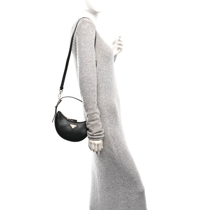 Prada Soft Calfskin Mini Arque Shoulder Bag Black 2 of 9
