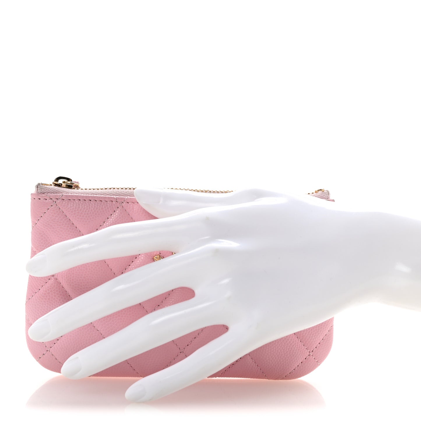 Caviar Quilted Small Cosmetic Case Pink