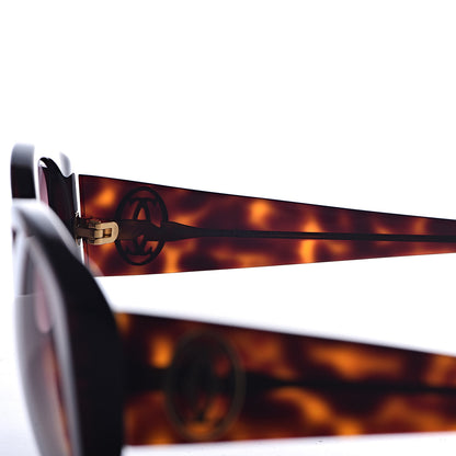 Cartier Tortoise Double C Logo Cat Eye Sunglasses Gold 5 of 8