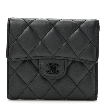 Chanel Lambskin Quilted Compact Flap Wallet So Black 1 of 11