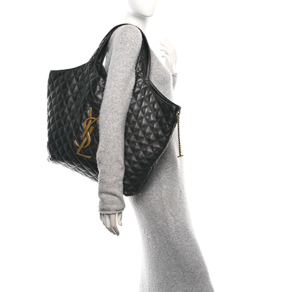 Saint Laurent Lambskin Quilted Maxi Icare Shopping Tote Black 2 of 10
