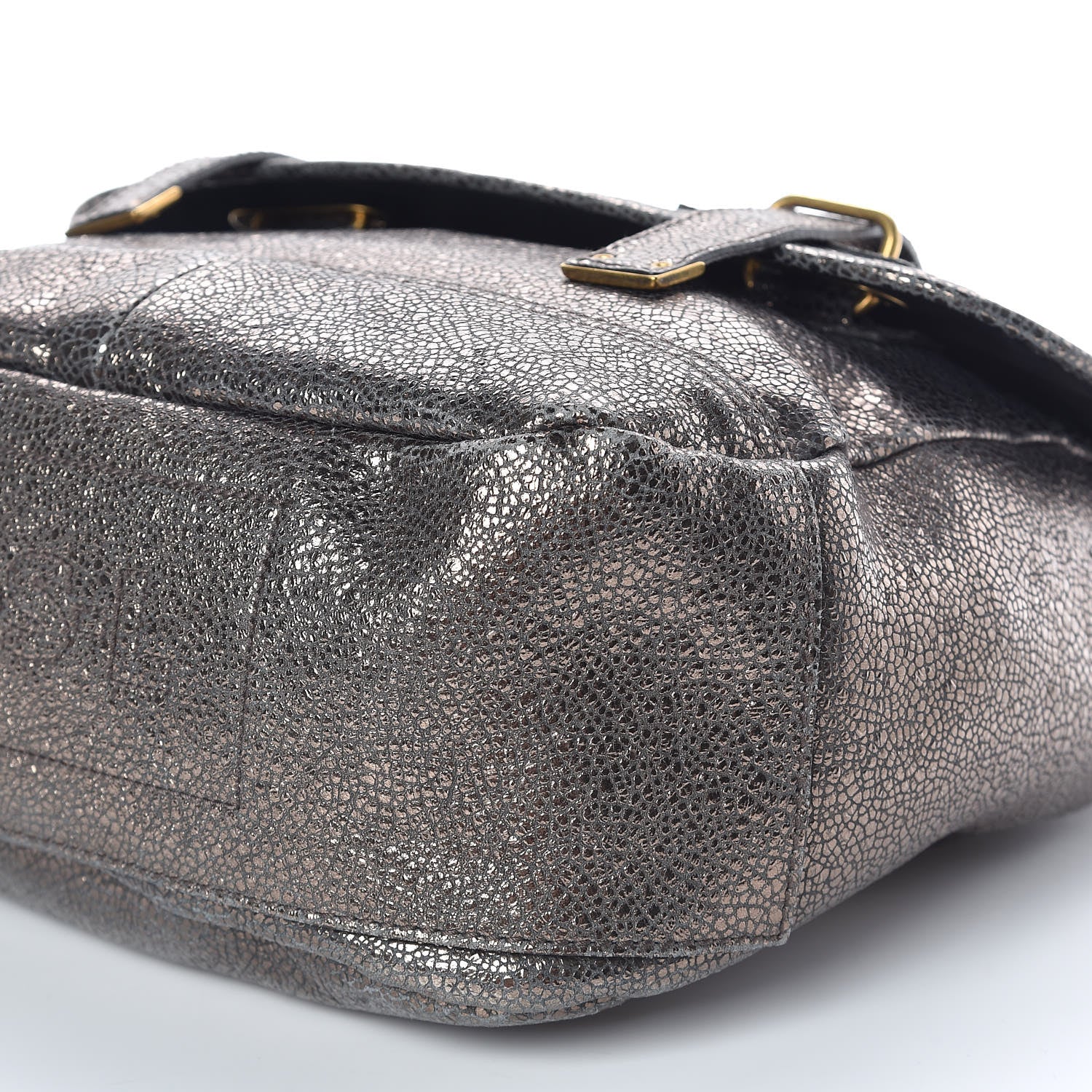 Saint Laurent Metallic Calfskin Large Besace Tote Volcano Silver 8 of 8