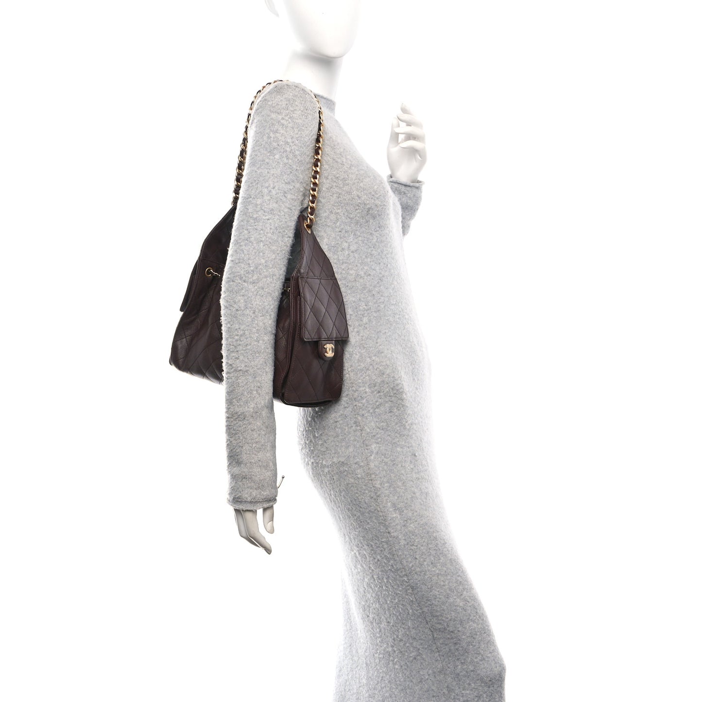Caviar Quilted Small Chanel 25 Handbag Dark Brown