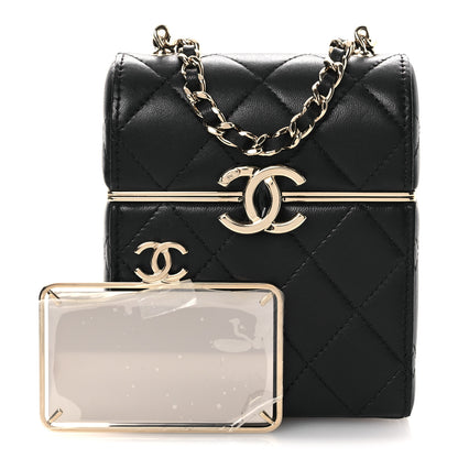 Chanel Lambskin Quilted Small Box With Chain Black 3 of 14