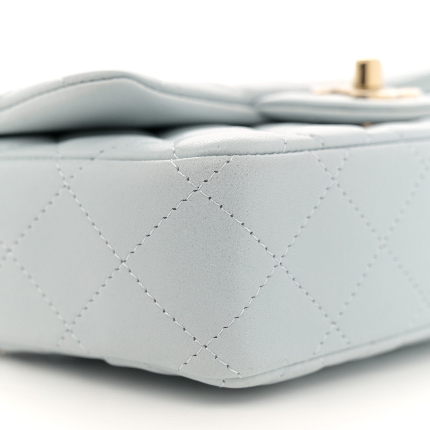 Chanel Lambskin Quilted Extra Mini Rectangular Flap Light Blue 9 of 11