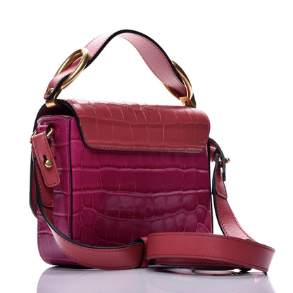 Chloe Calfskin Crocodile Embossed Mini C Double Carry Graphic Pink 4 of 10