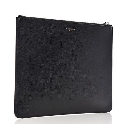 Givenchy Calfskin Striped Large Zip Pouch Black 3 of 9