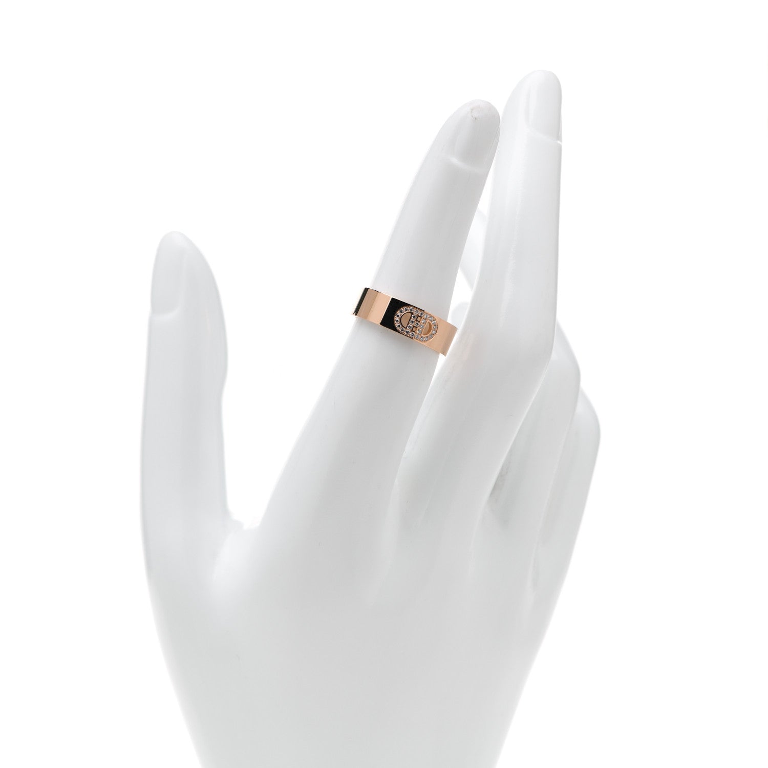Hermes 18K Rose Gold Diamond PM H D'Ancre Ring 52 6 2 of 5