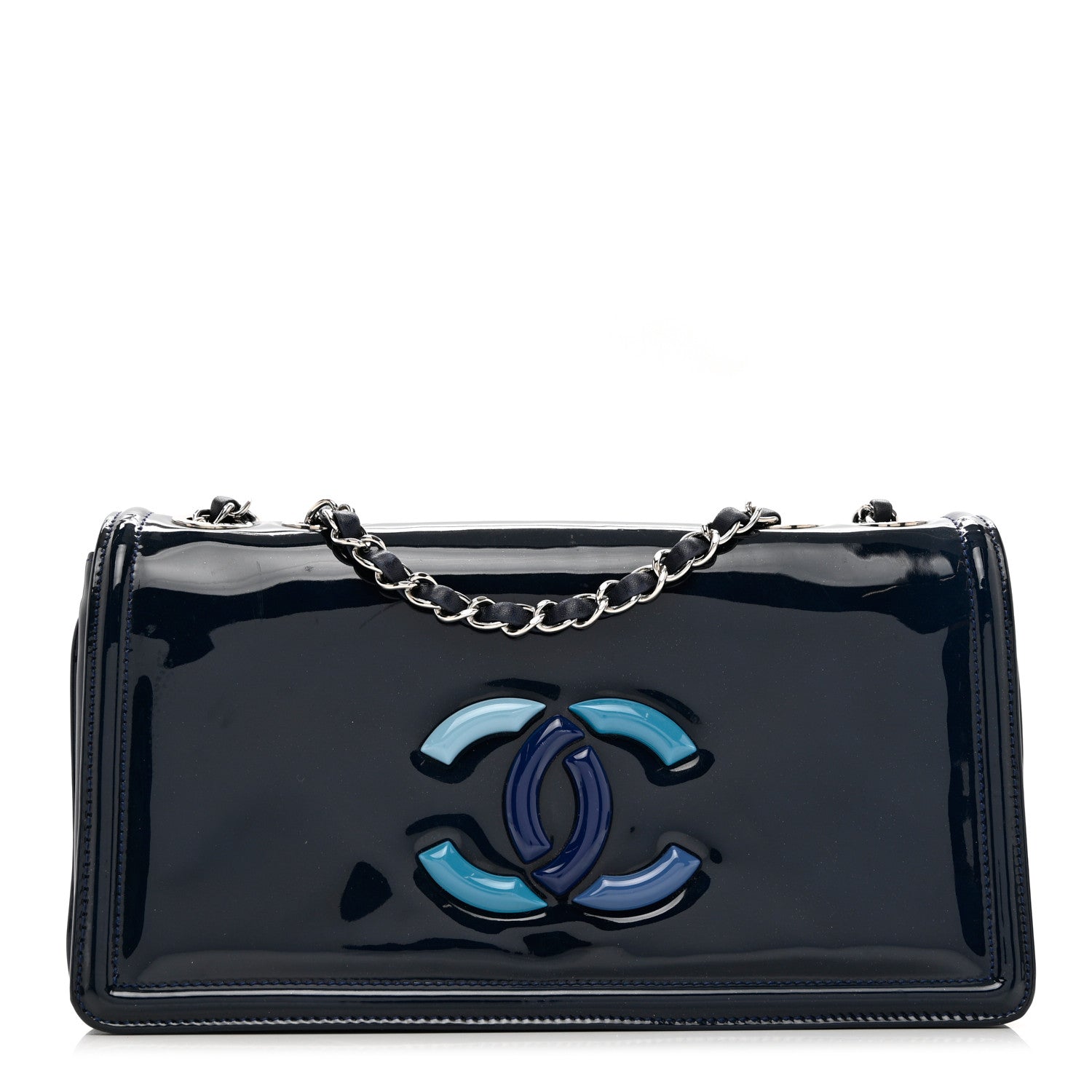 Chanel Vinyl Small Lipstick Flap Bag Blue 1 of 10