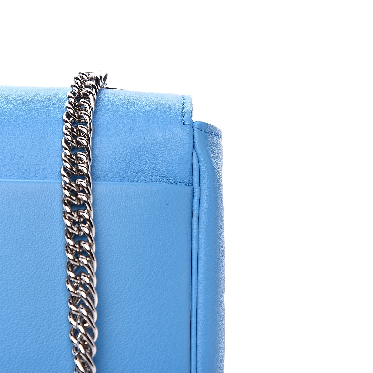 Balenciaga Pebbled Calfskin Logo Everyday Flap Chain Wallet Bright Bleu 12 of 12