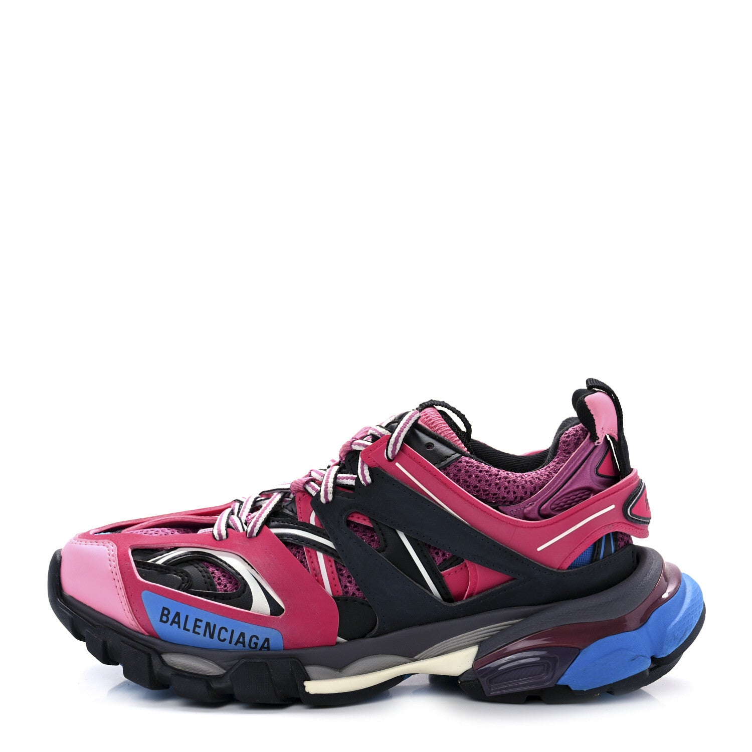 Balenciaga Mesh Nylon Metallic Fabric Womens Track Sneakers 37 Pink Blue 1 of 7