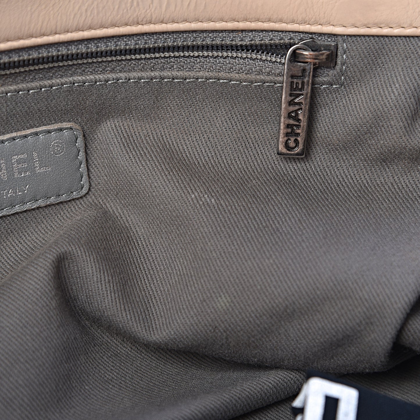 Calfskin Stitch It Accordion Flap Beige