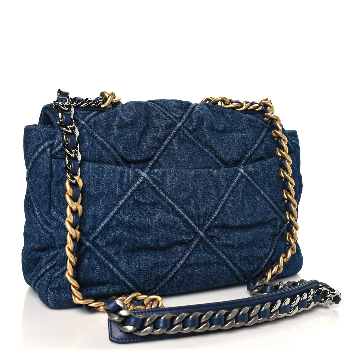 Denim Quilted Large Chanel 19 Flap Blue