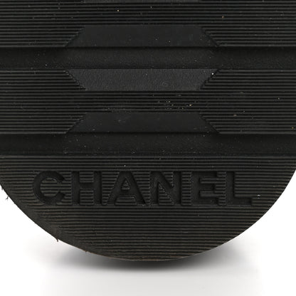 Chanel Shiny Calfskin Quilted Lace Up Combat Boots 37.5 Black 7 of 12
