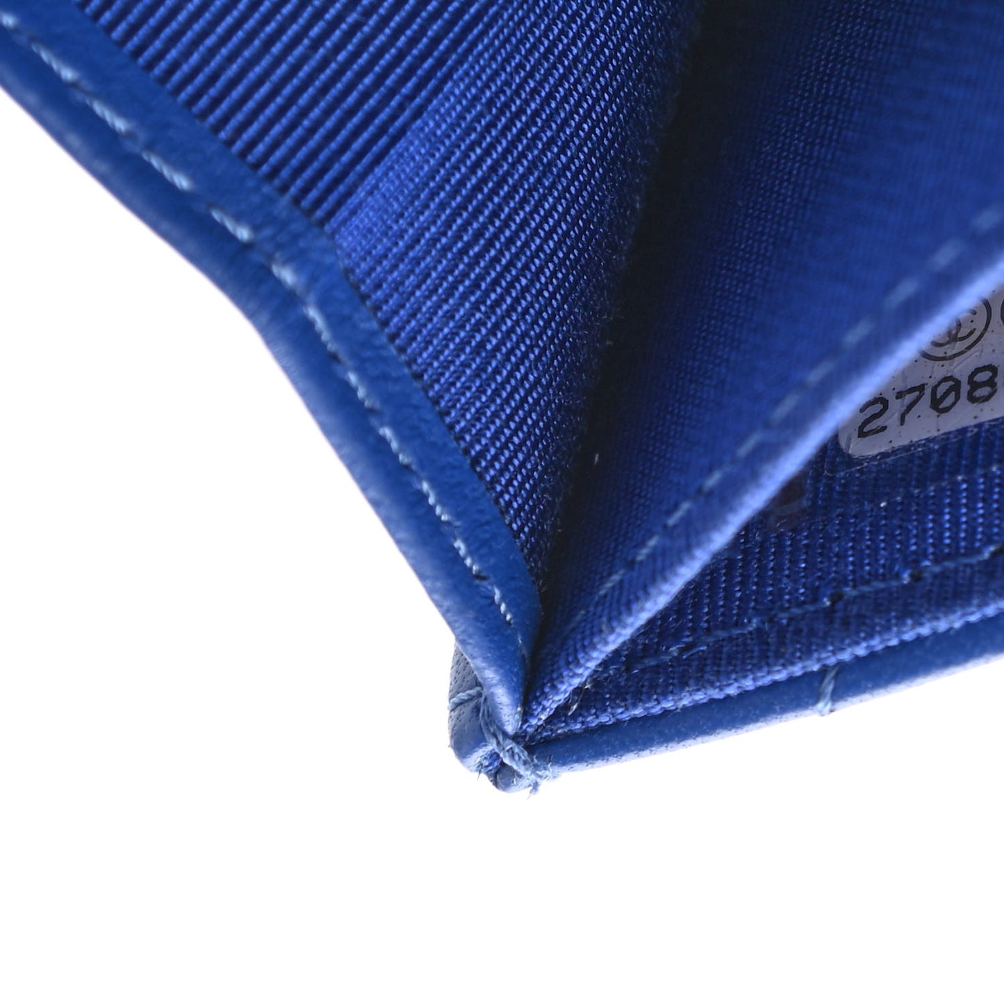 Lambskin Quilted Flap Card Holder Wallet Royal Blue