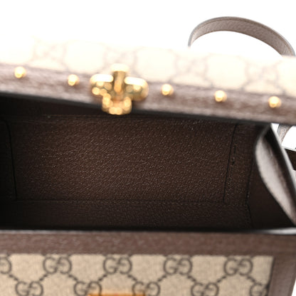 Gucci GG Supreme Monogram Textured Dollar Calfskin Mini Trunk Shoulder Bag Beige Ebony New Acero 5 of 11