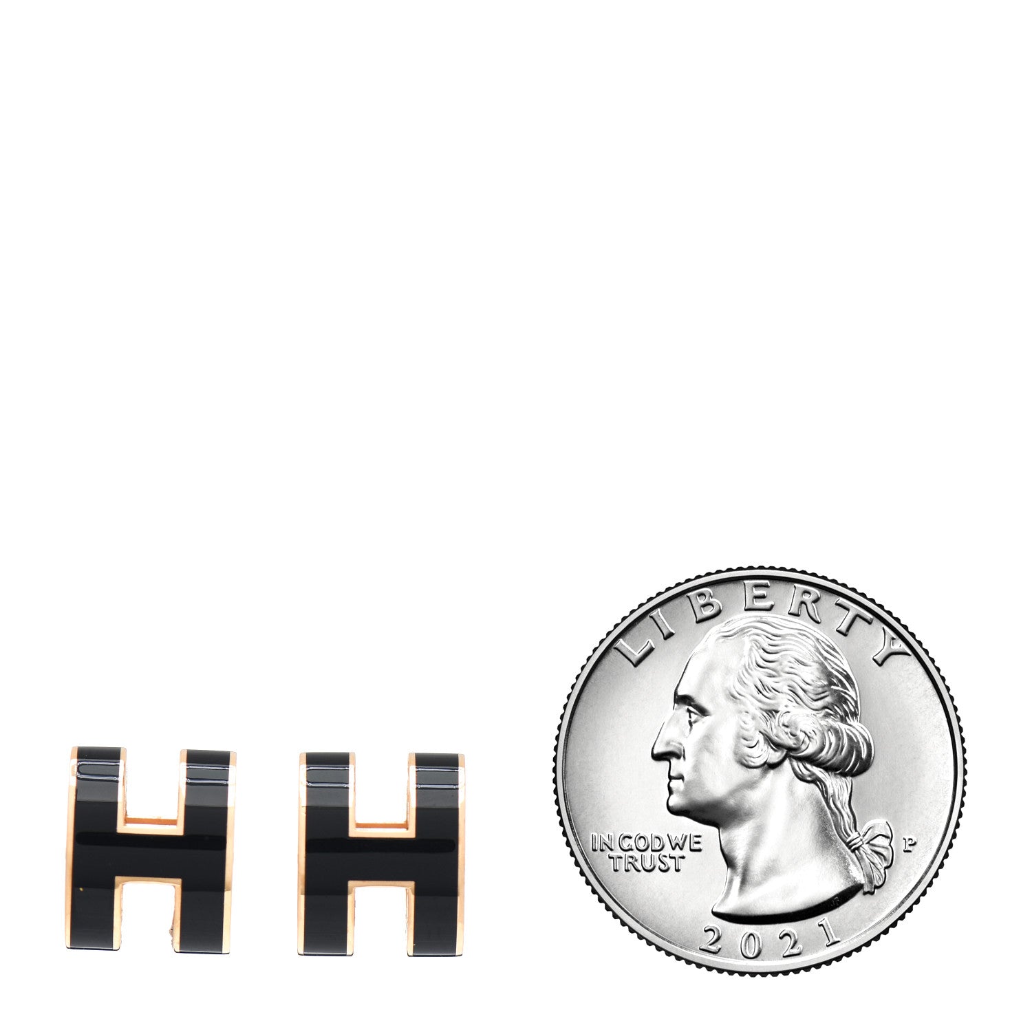 Hermes Gold Lacquered Pop H Earrings Black 2 of 5