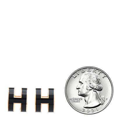 Hermes Gold Lacquered Pop H Earrings Black 2 of 5
